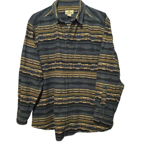 VTG WOOLRICH MEN'S SOUTHWEST PRINT 100% COTTON FLANNEL LS BUTTON DOWN SHIRT XL - Picture 2 of 9